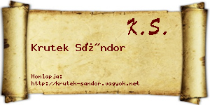 Krutek Sándor névjegykártya